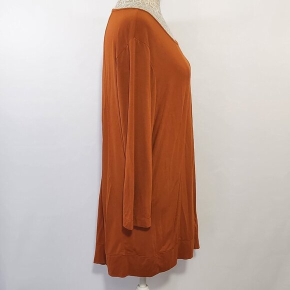 Zenergy by Chico's SZ 2/L Burnt Orange 3/4 Sleeve Scoop Neck Seam Detail Tunic - Picture 8 of 14